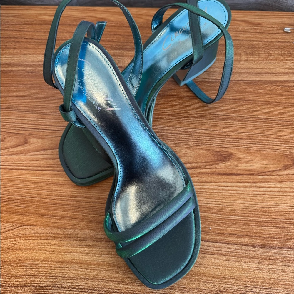 Sam Edelman iridescent teal heeled sandals